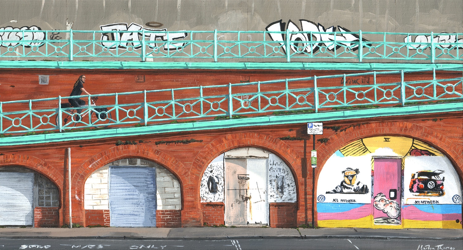 Painting of Some arches on Brighton Seafront by Martin Thomas