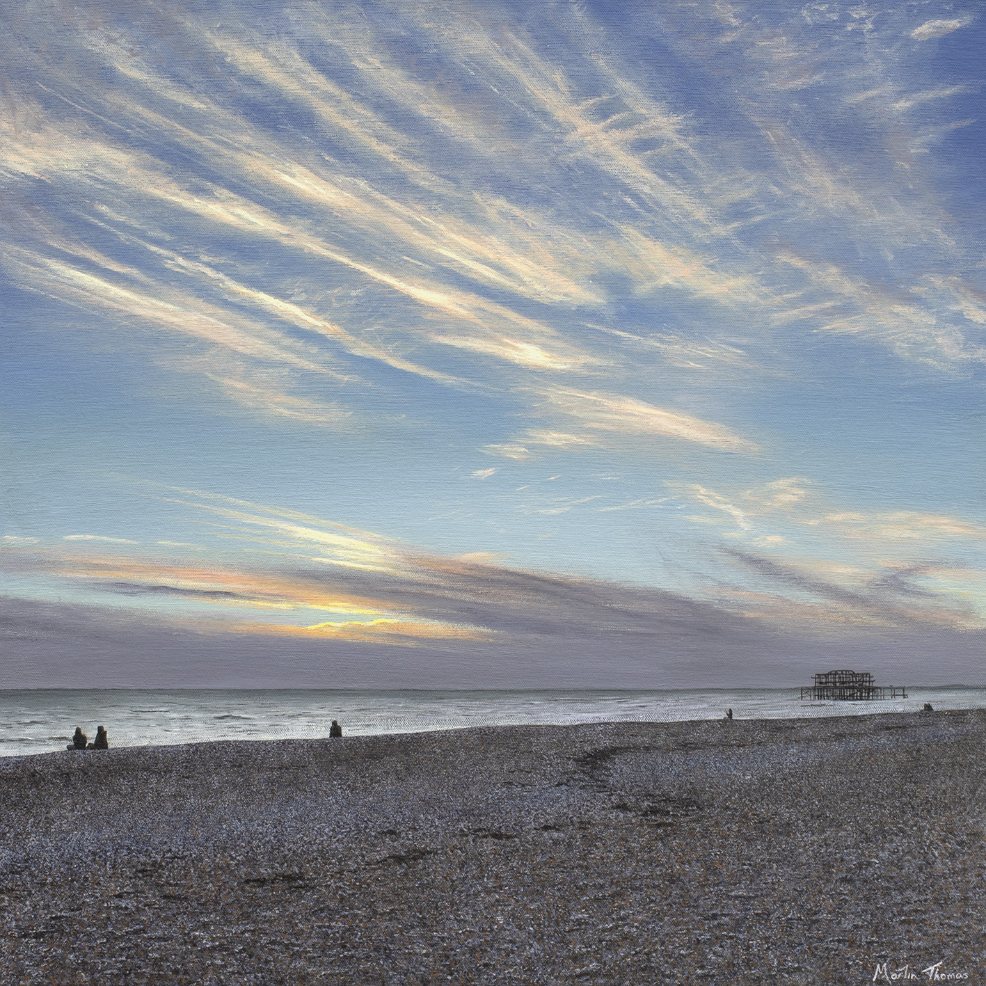 Painting of The sunset from Brighton beach by Martin Thomas