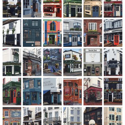 A Painting of 30 pubs in central Brighton by Martin Thomas