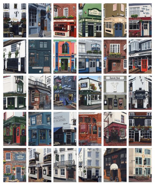 A Painting of 30 pubs in central Brighton by Martin Thomas
