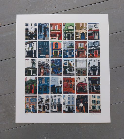 Limited edition print of Brighton Painted Pub Crawl by Martin Thomas